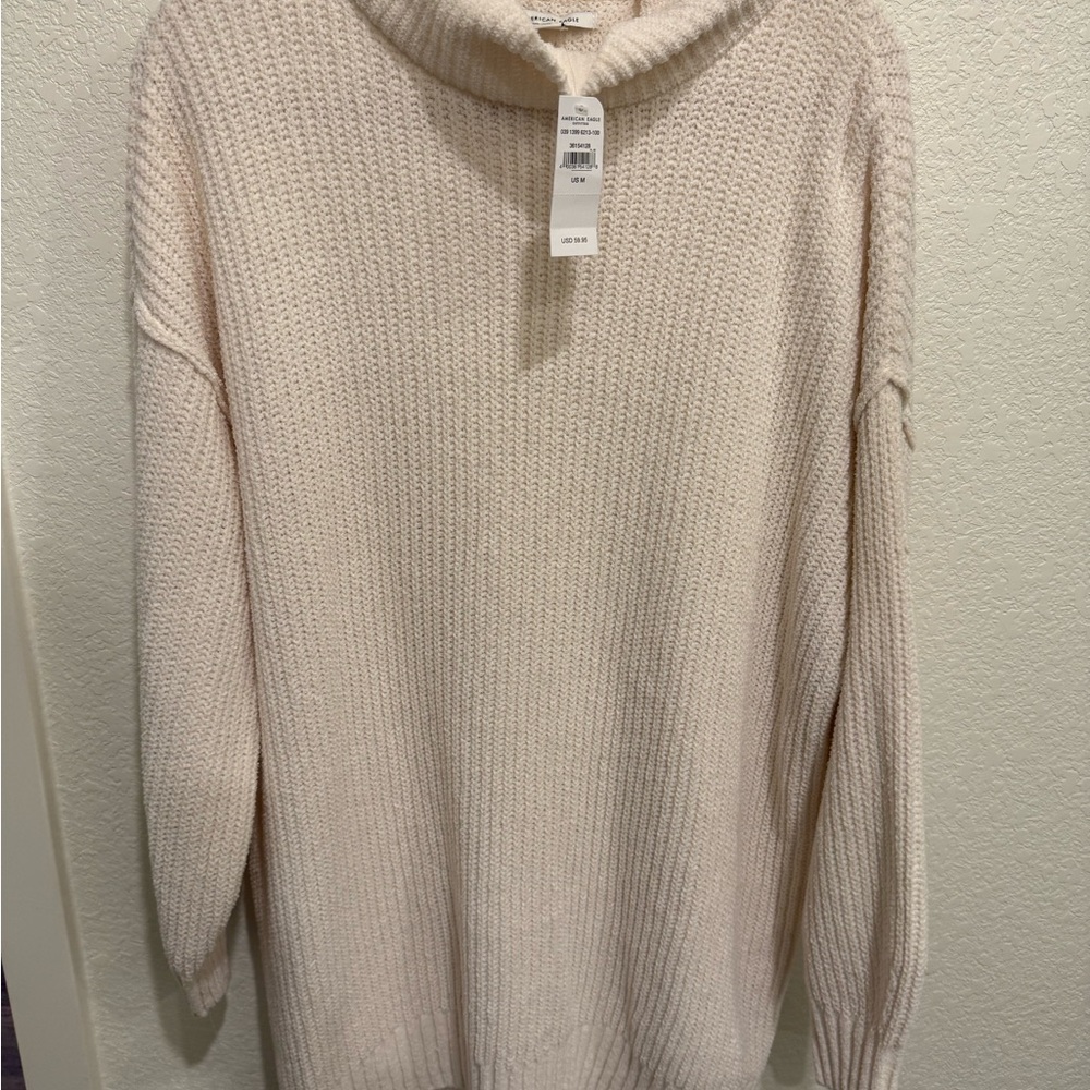 American Eagle Outfitters Soft Cream Mockneck Sweater Dress